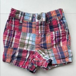 Janie and Jack Colorful Plaid Patchwork Shorts Kids 12-18 months